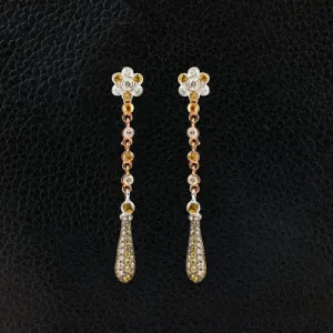 Yellow Sapphire & Diamond Dangle Earrings