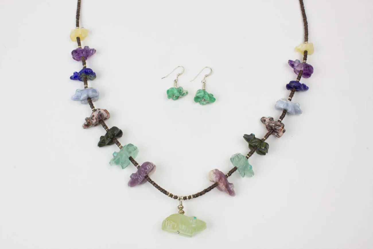 Zuni Multistone Frog Fetish Necklace by Debra Gasper